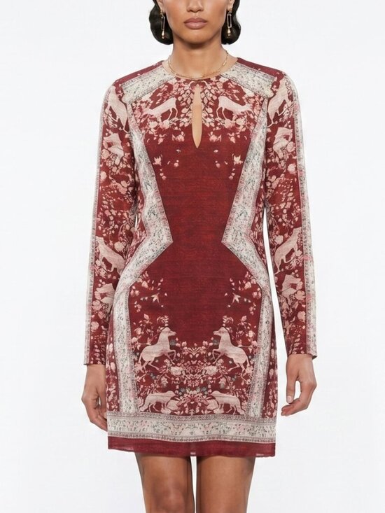 BCBGMaxAzria Dresses & Skirts - BCBGMAXAZRIA Freya Scarf Print Dress – Deep Cranberry Combo – S – NWT